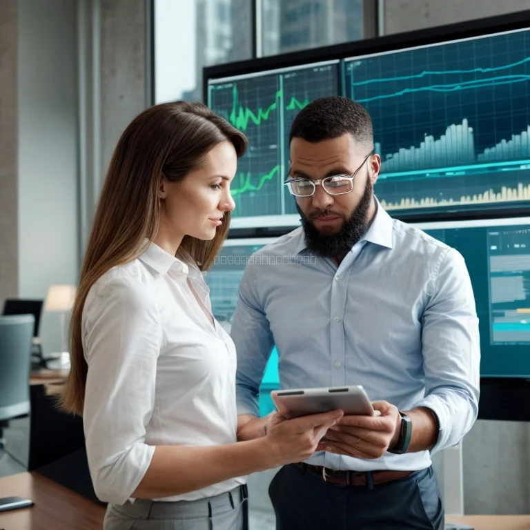 Business leader reviewing economic data